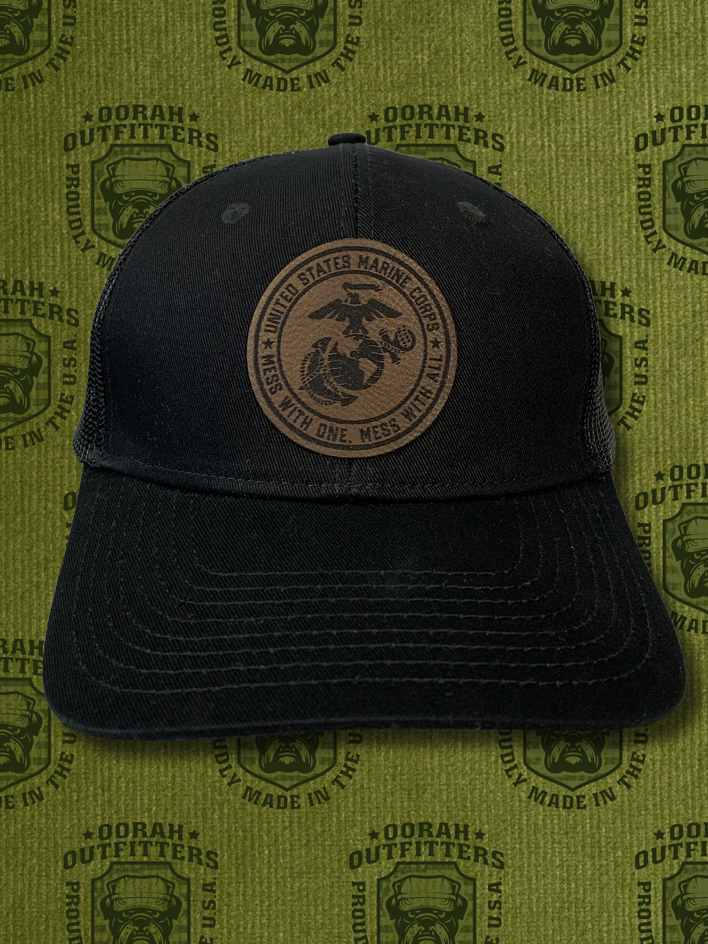 Oorah Outfitters EGA Leather Patch Snapback Trucker Cap