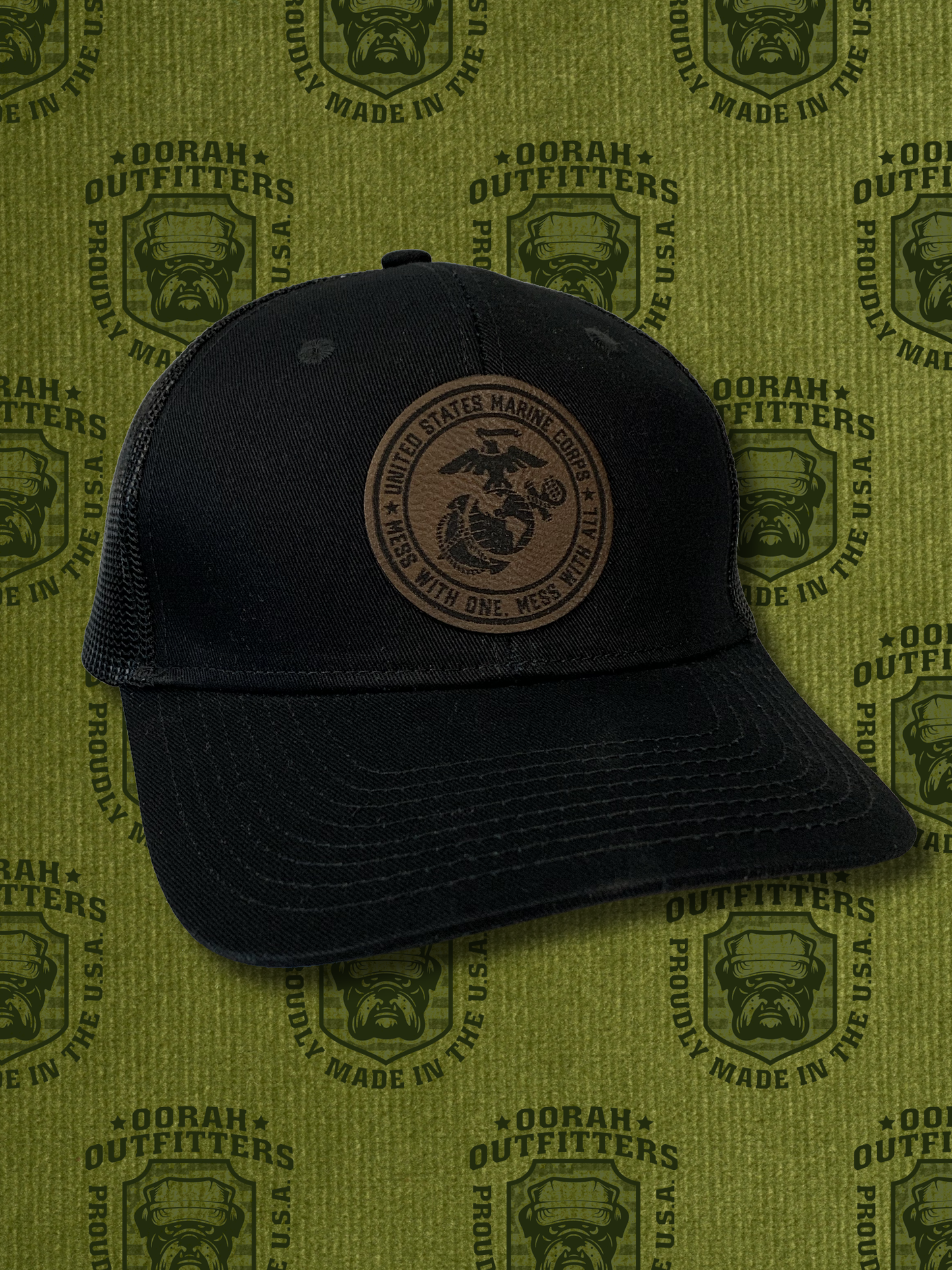 Oorah Outfitters EGA Leather Patch Snapback Trucker Cap
