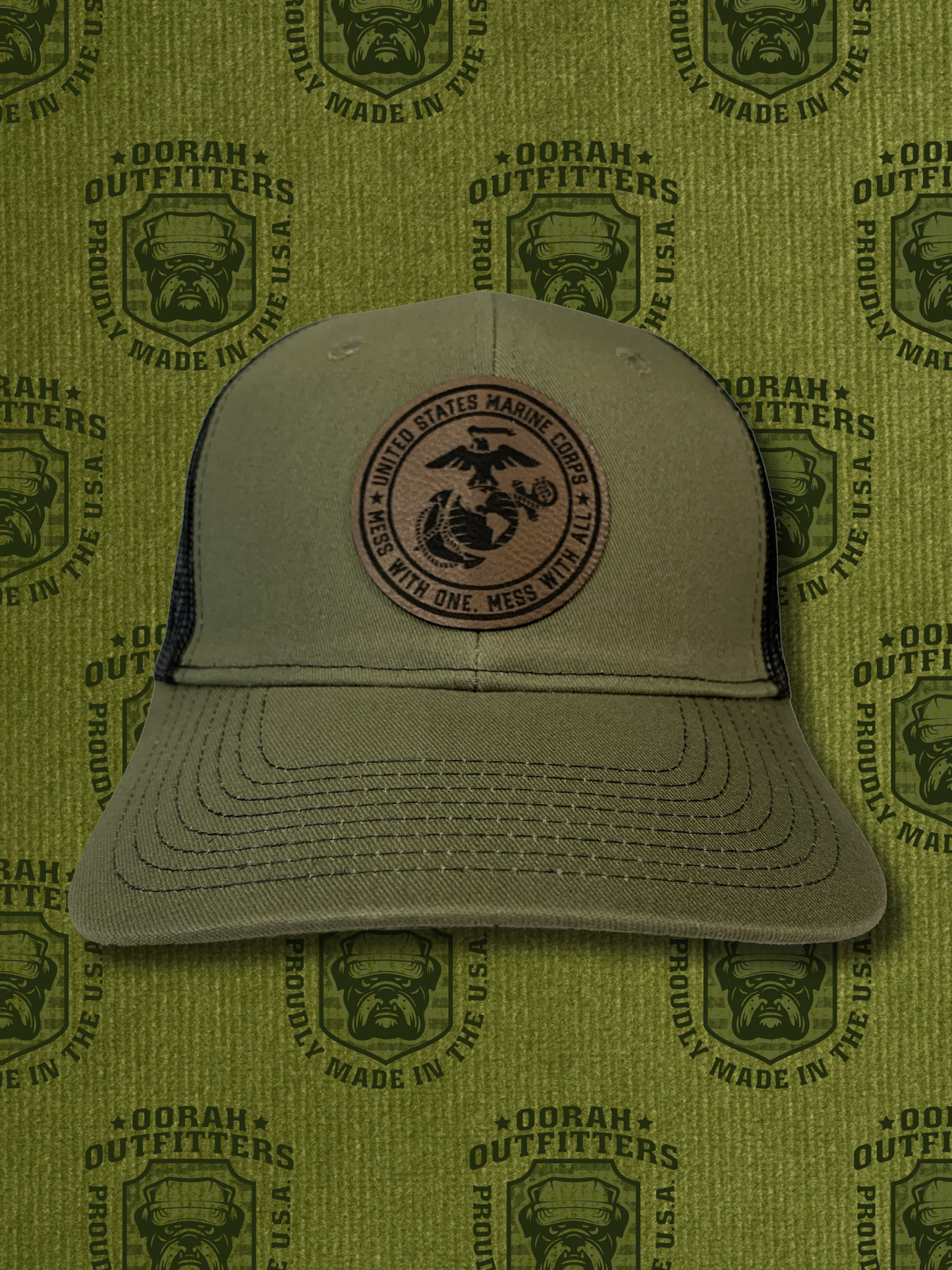 Oorah Outfitters EGA Leather Patch Snapback Trucker Cap