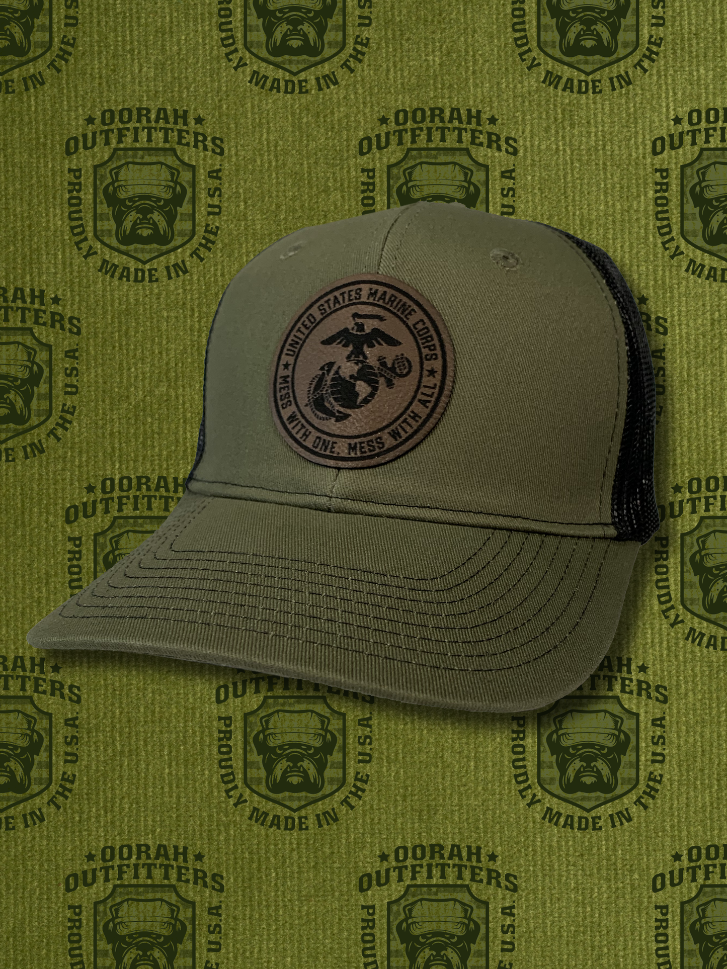 Oorah Outfitters EGA Leather Patch Snapback Trucker Cap