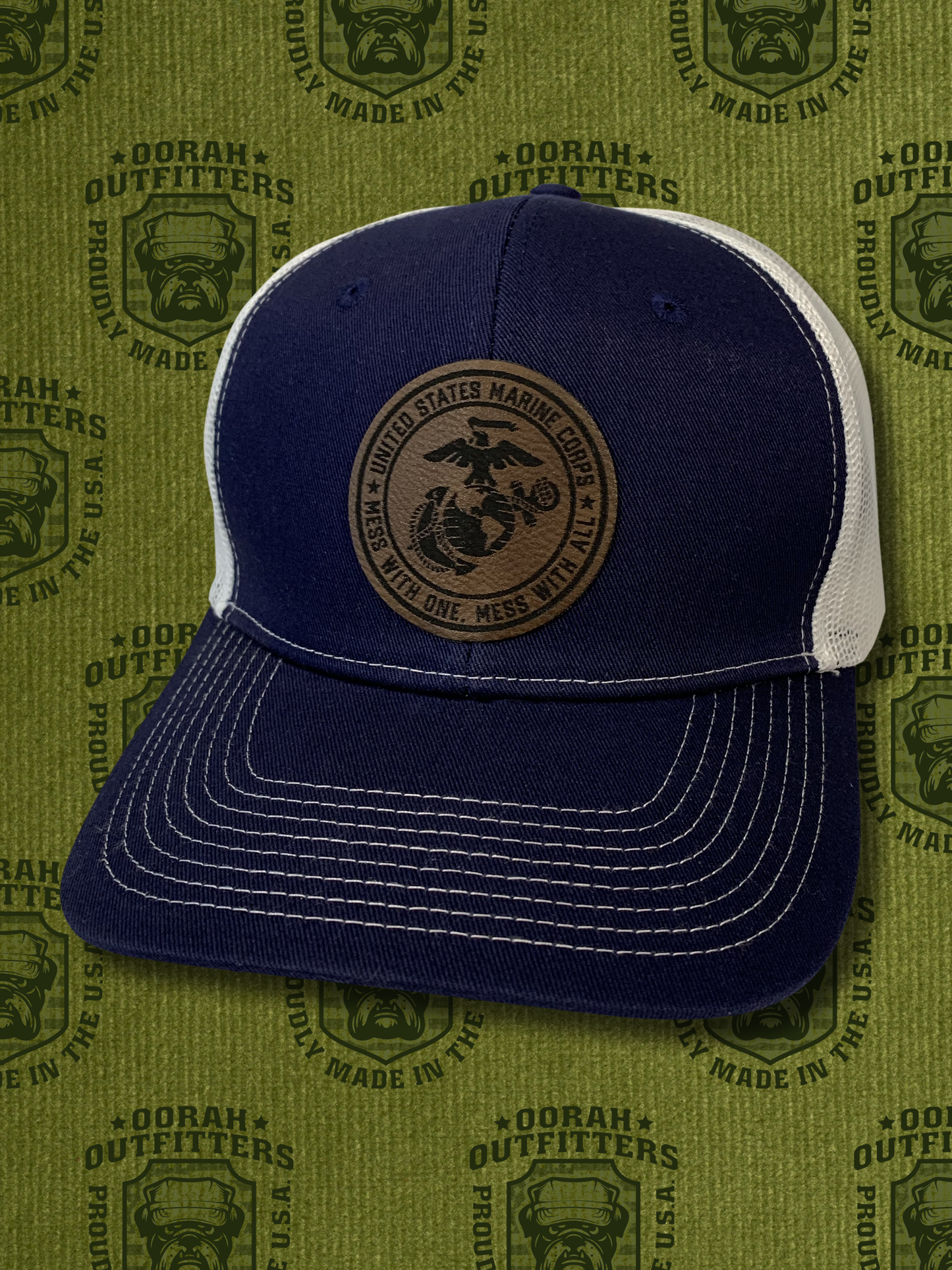 Oorah Outfitters EGA Leather Patch Snapback Trucker Cap