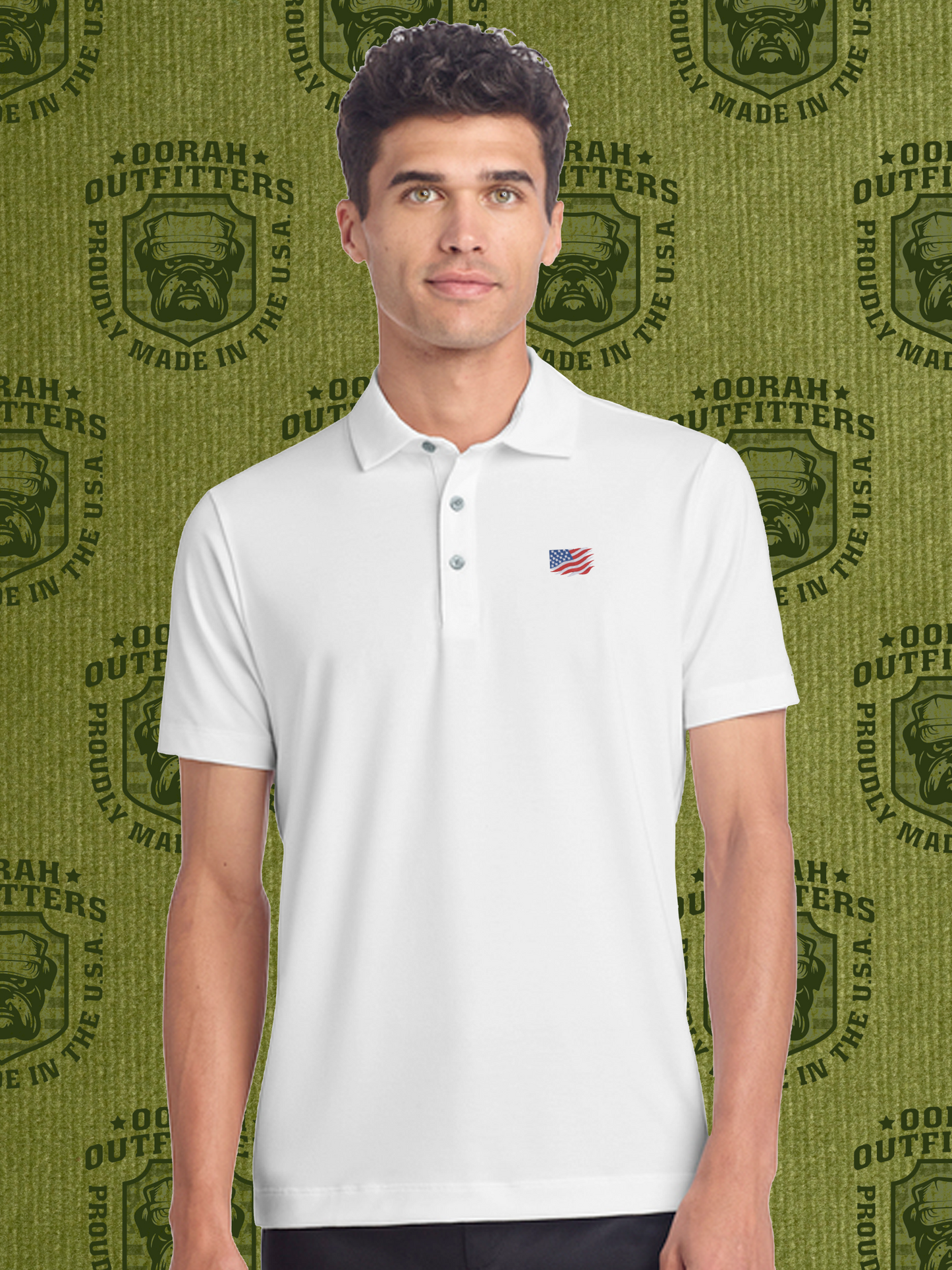 Oorah Outfitters Waving Flag Embroider Jersey Polo