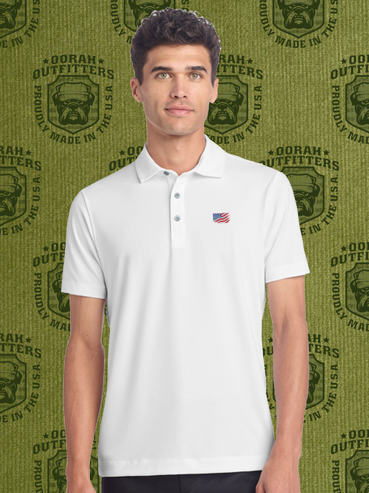 Oorah Outfitters Waving Flag Embroider Jersey Polo