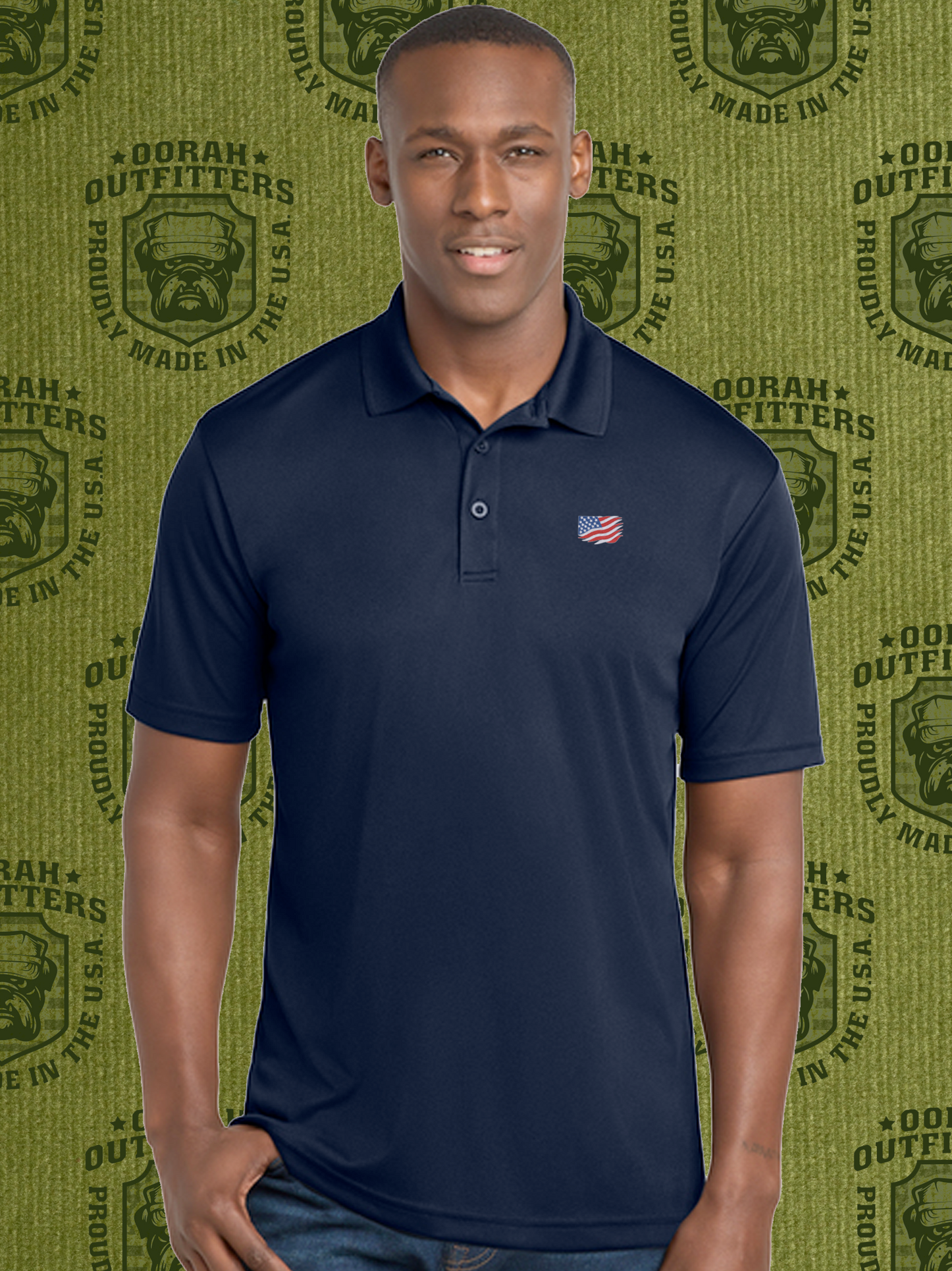 Oorah Outfitters Waving Flag Embroider PosiCharge® Competitor™ Polo