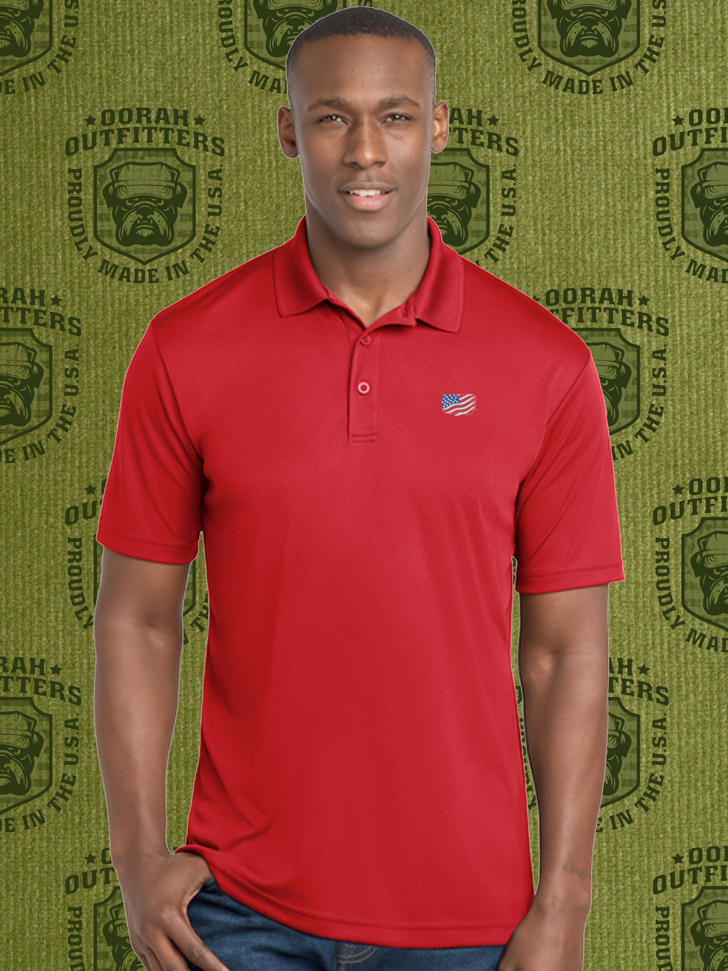 Oorah Outfitters Waving Flag Embroider PosiCharge® Competitor™ Polo